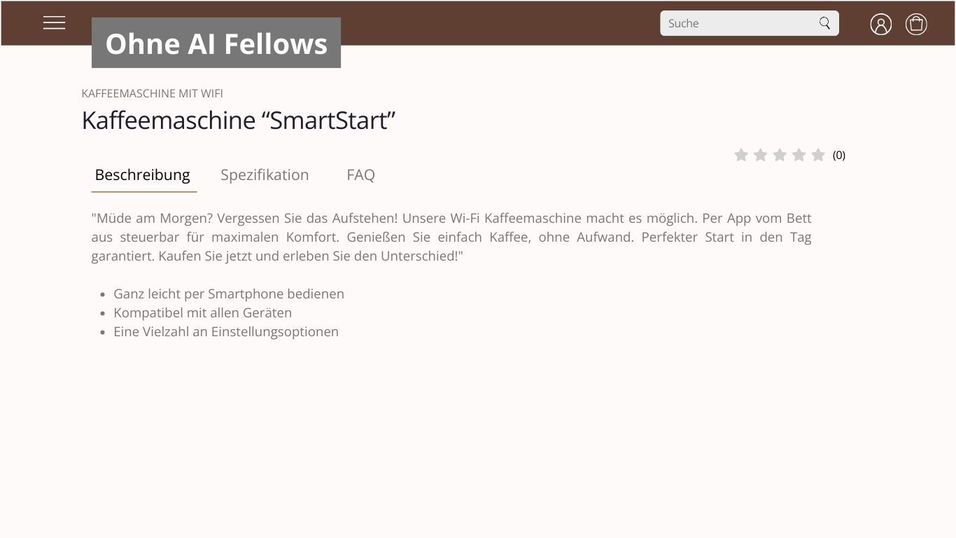Produktbeschreibung einer WIfi-Kaffeemaschinen ohne AI Fellows
