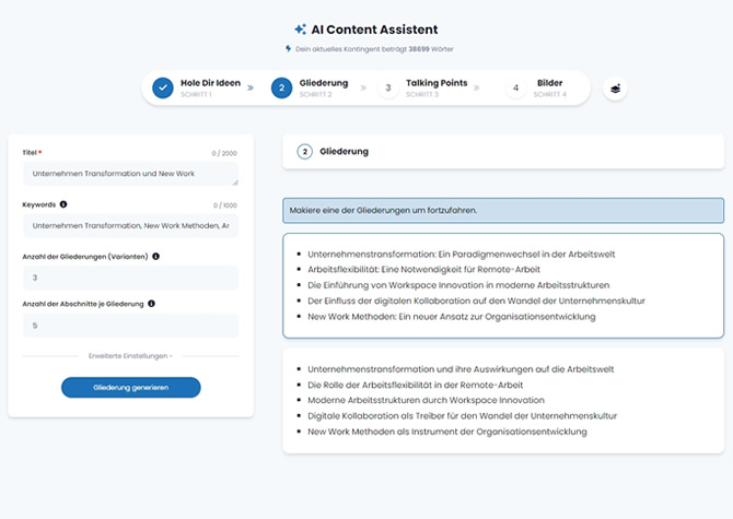 AI Content Assistent Schritt 2
