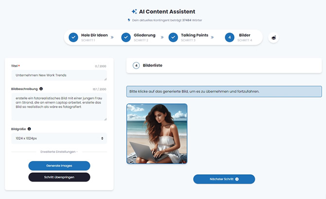 AI Content Assistent Schritt 4