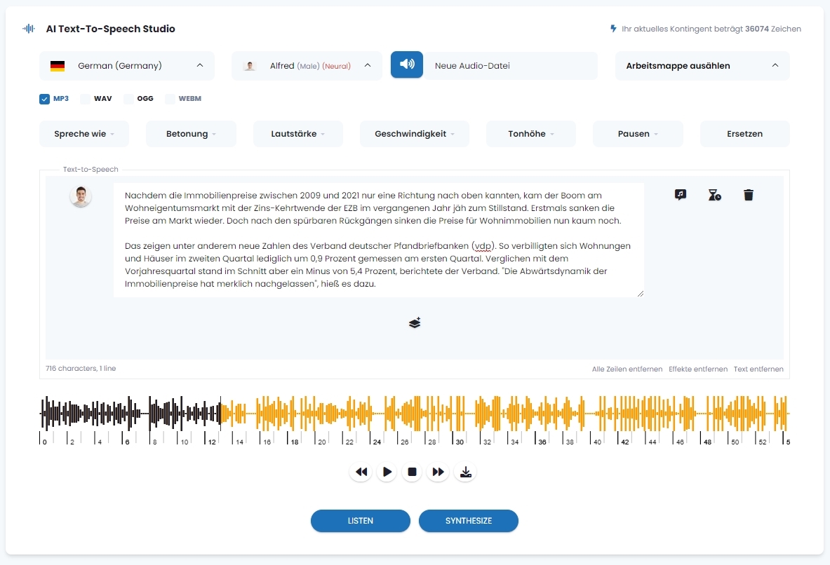 Text-To-Speech Screenshot